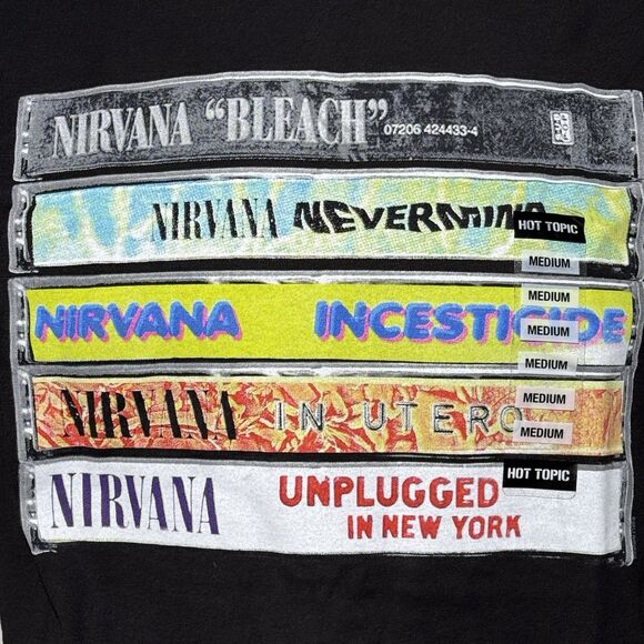 NEW Nirvana Cassette Tape Albums T-Shirt Bleach Nevermind In Utero Unplugged M - Picture 3 of 8